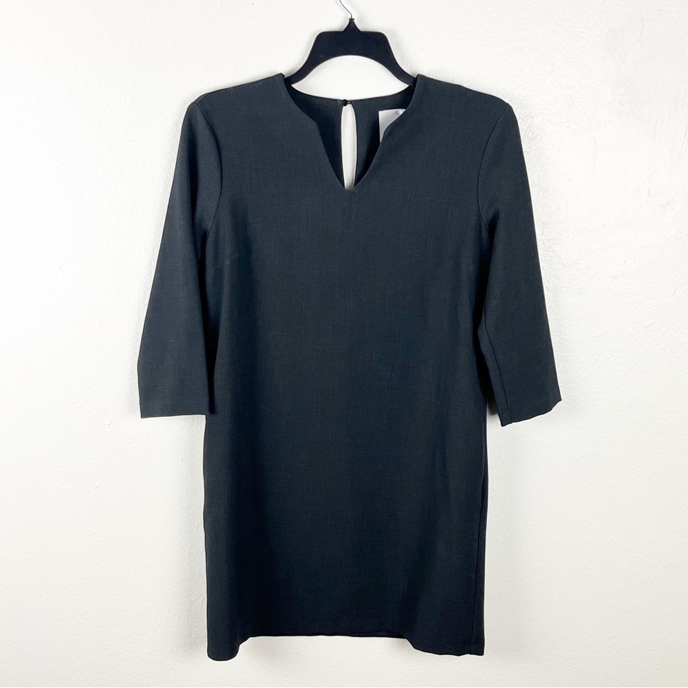 LOTUS EATERS Ivy Gray 3/4 Sleeves Shift Dress Small Minimalist Neutral Academia